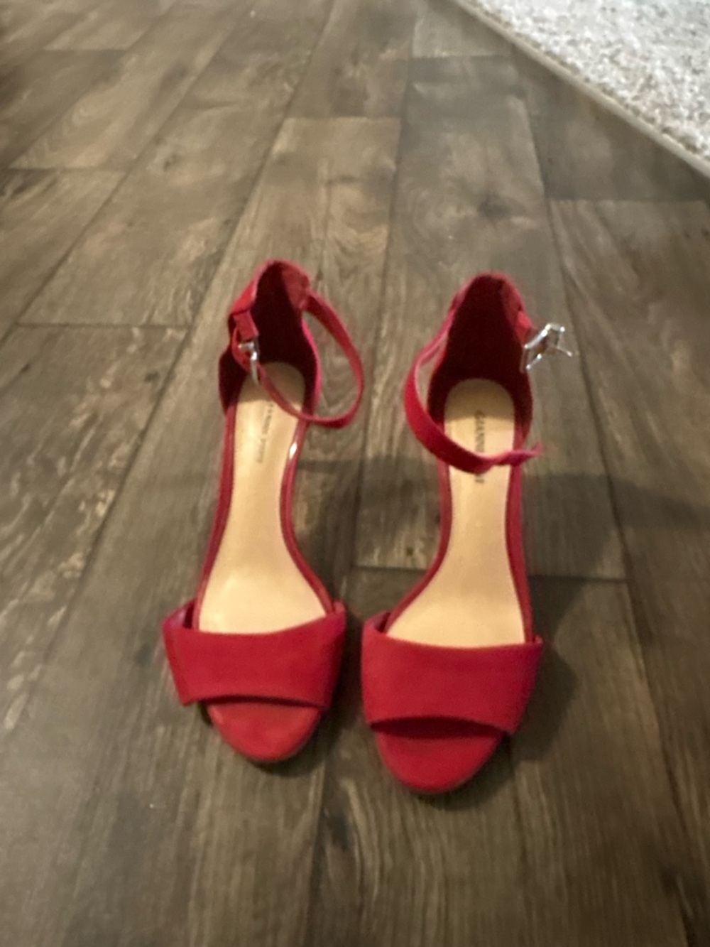 Gianni Bini Red Ankle-Strap Open-Toe Heels